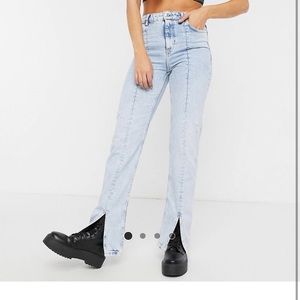 High rise straight jeans.